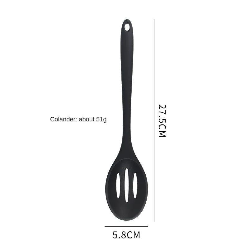 8ps Household black Silicone kitchenware 8-piece set of Chinese spaghetti spoon salad spaghetti spaghetti spaghetti,Rice spoon,