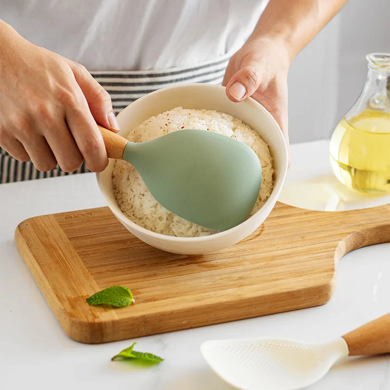 1Pc Silicone Cooking Spoon – High Temperature-Resistant, Anti-Scalding Non-Stick Kitchen Utensil