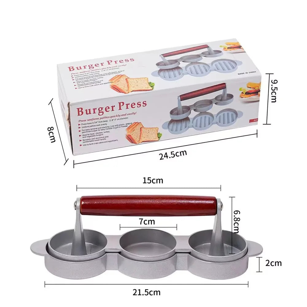 Burger Press Hamburger Meat Tool Patty Maker Aluminum Burger Maker for Kitchen BBQ Grill