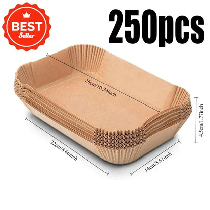 Disposable Air Fryer Paper 50/100pcs Rectangle Kitchen Baking Airfryer Mat Oilproof Micro-wave Barbecue Baking Paper Accessories