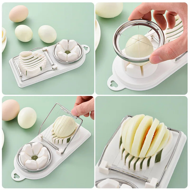 Multifunctional Egg Cutter Stainless Steel Egg Slicer Sectioner Cutter Mold Flower-Shape Luncheon Meat Cutter Kitchen Gadgets