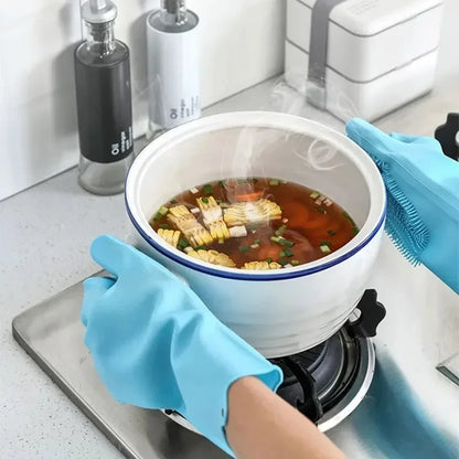 Silicone Dishwashing Gloves – Multi-Use Kitchen Cleaning Scrubber Gloves