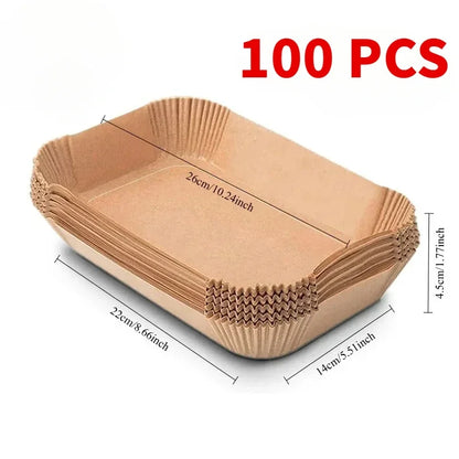 Disposable Air Fryer Paper 50/100pcs Rectangle Kitchen Baking Airfryer Mat Oilproof Micro-wave Barbecue Baking Paper Accessories