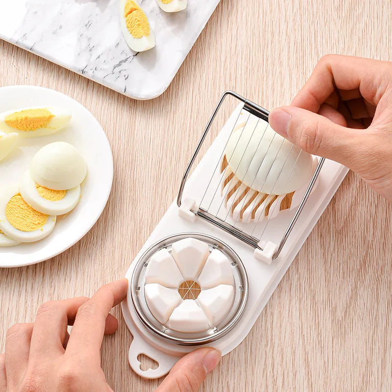 Multifunctional Egg Cutter Stainless Steel Egg Slicer Sectioner Cutter Mold Flower-Shape Luncheon Meat Cutter Kitchen Gadgets