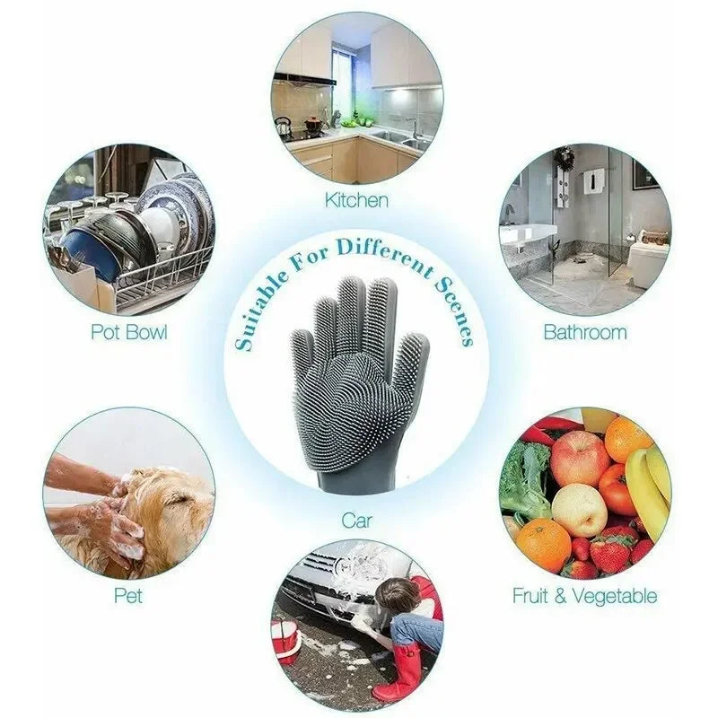 Silicone Dishwashing Gloves – Multi-Use Kitchen Cleaning Scrubber Gloves