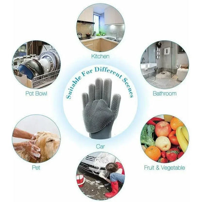 Silicone Dishwashing Gloves – Multi-Use Kitchen Cleaning Scrubber Gloves