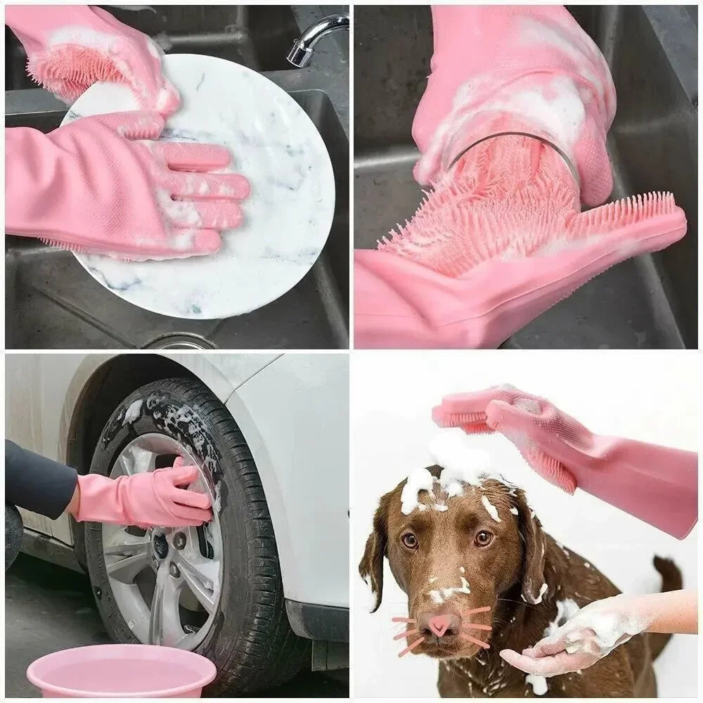 Silicone Dishwashing Gloves – Multi-Use Kitchen Cleaning Scrubber Gloves