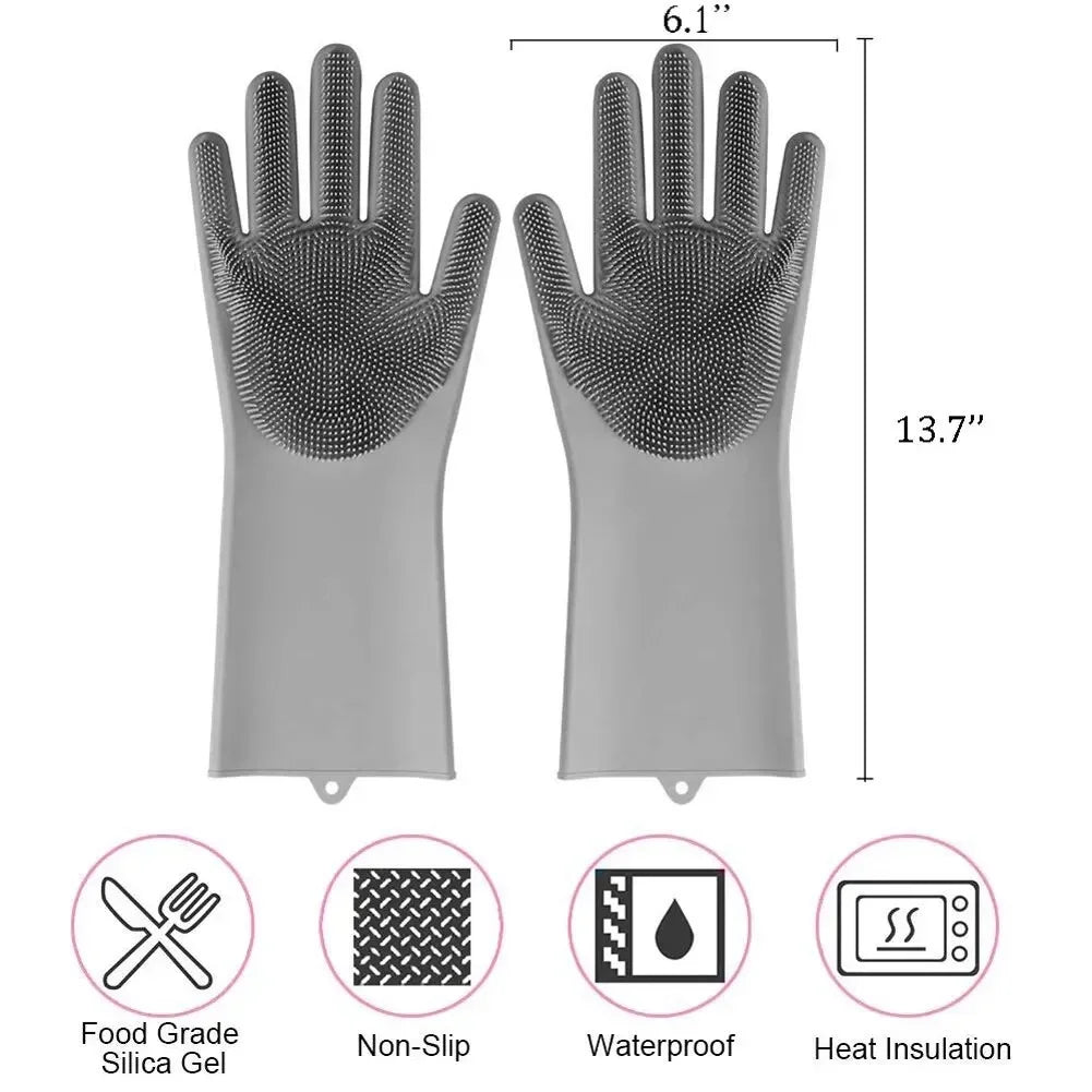 Silicone Dishwashing Gloves – Multi-Use Kitchen Cleaning Scrubber Gloves
