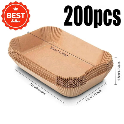 Disposable Air Fryer Paper 50/100pcs Rectangle Kitchen Baking Airfryer Mat Oilproof Micro-wave Barbecue Baking Paper Accessories