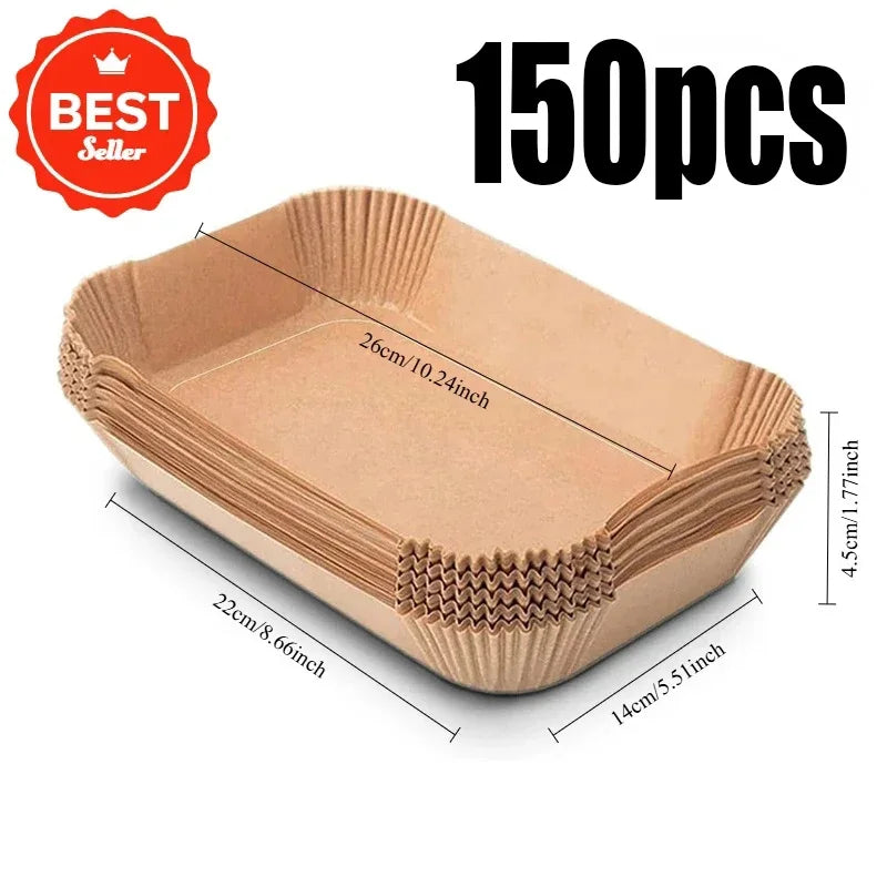 Disposable Air Fryer Paper 50/100pcs Rectangle Kitchen Baking Airfryer Mat Oilproof Micro-wave Barbecue Baking Paper Accessories