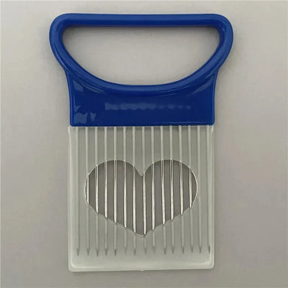Stainless Steel Onion Cutter Holder Food Slicers Assistant Tomato Onion Slicer Holder Vegetables Cutting Fork Kitchen Gadgets